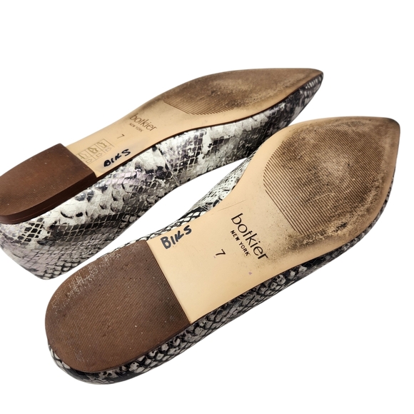 Botkier Annika Grey/Silver Snake Embossed Pointed Ballet Flats Size 7 - Picture 11 of 12